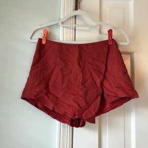 burnt orange asymmetrical skort